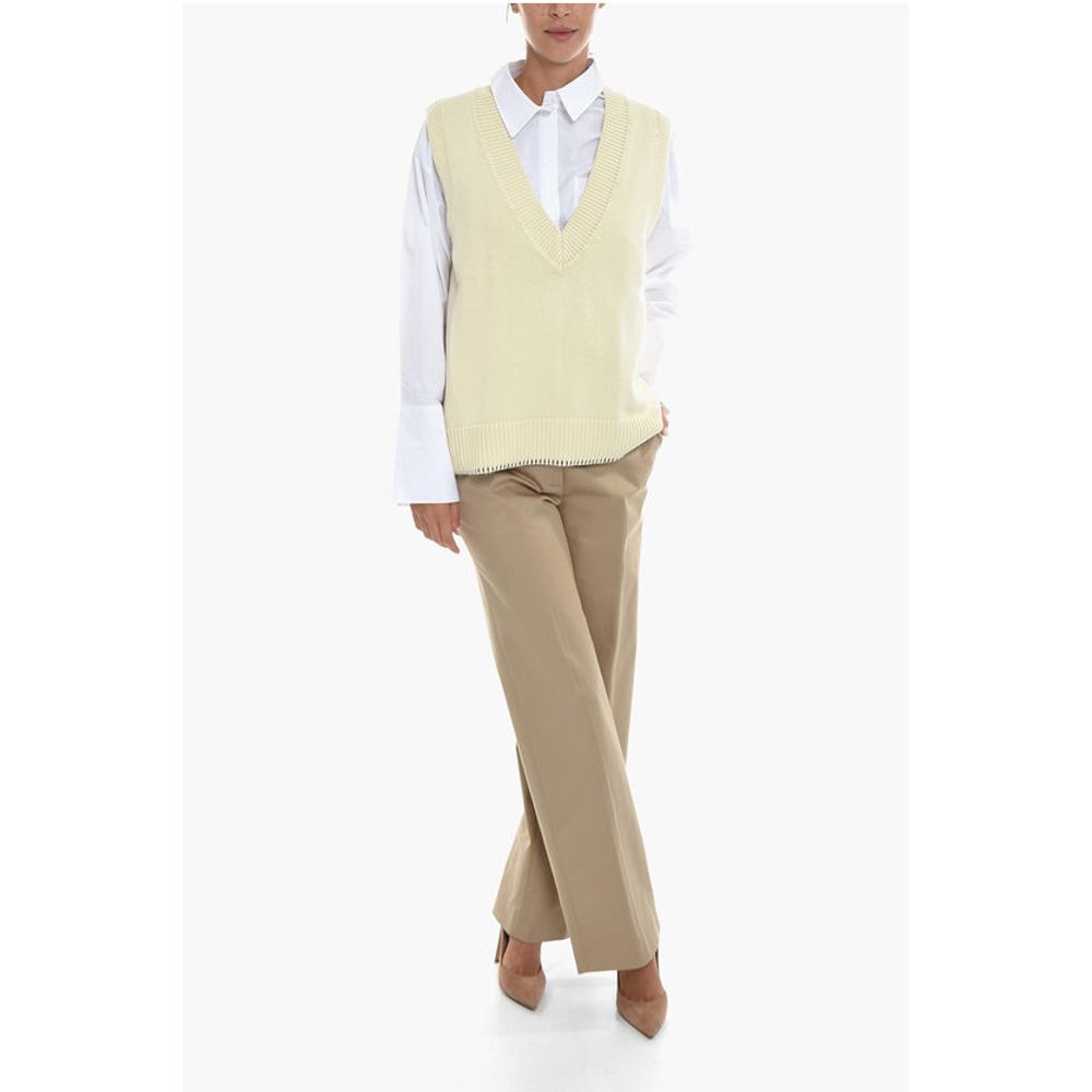 Samsoe Samsoe V-Neck KRISTA Knitted Vest with Contrasting Stitching