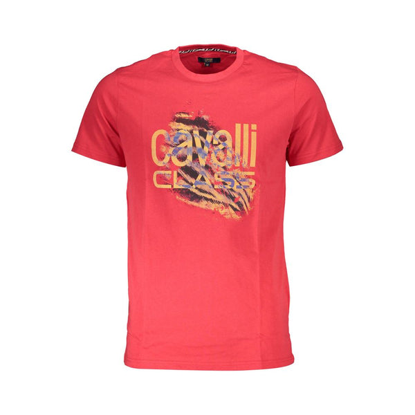 Cavalli Class Rosso Cotton Men T-Shirt