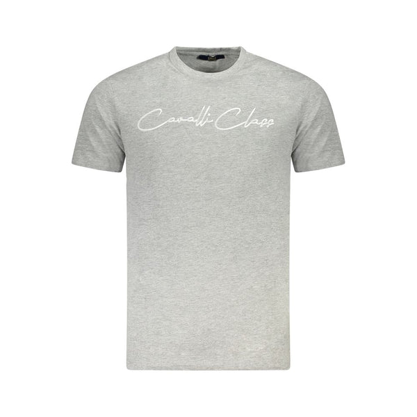 Cavalli Class Grigio Cotton Men T-Shirt