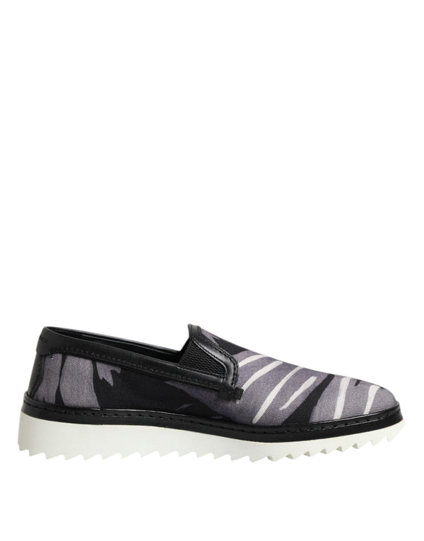 Dolce & Gabbana Black Tropical Slip On Men Sneakers Shoes