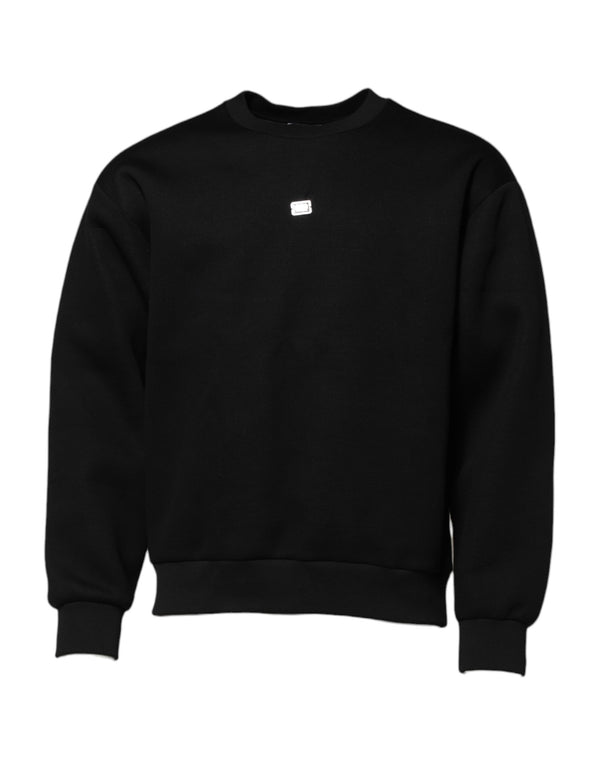 Dolce & Gabbana Black Modal DG Logo Plaque Pullover Sweater