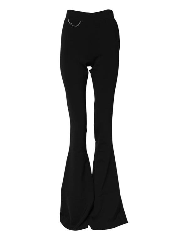 Dsquared² Black Polyester High Waisted Flared Pants