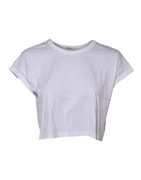 Dolce & Gabbana White Cotton Short Sleeves Cropped T-shirt