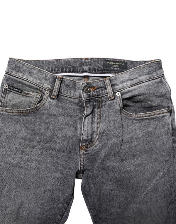 Dolce & Gabbana Gray Cotton Skinny Men Denim Trouser Jeans
