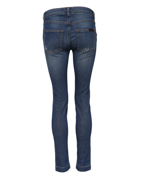 Dolce & Gabbana Blue Cotton Low Waist Skinny Denim Jeans