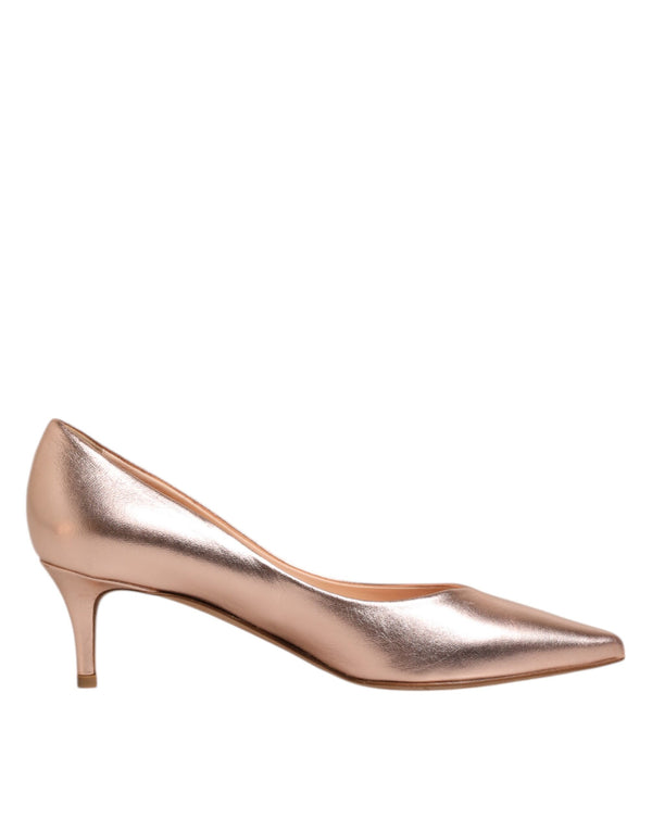 Prosperine Pink Leather Pumps Stiletto Heels Slip On Shoes