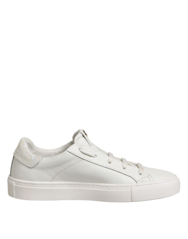 HIDE & JACK White Leather Low Top Lace Up Sneakers Shoes
