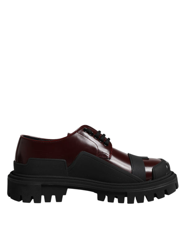 Dolce & Gabbana Red Leather Lace Up Trekking Dress Shoes