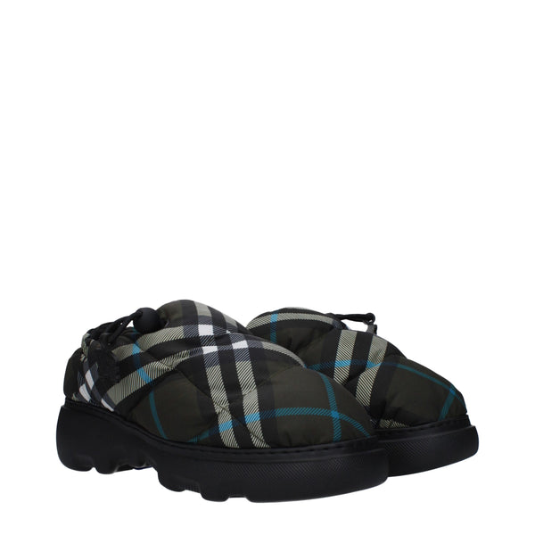 Burberry Green Fabric Slip-On Loafers