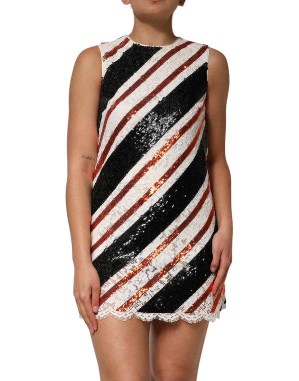Dolce & Gabbana Multicolor Sequin Embellished Shift Dress