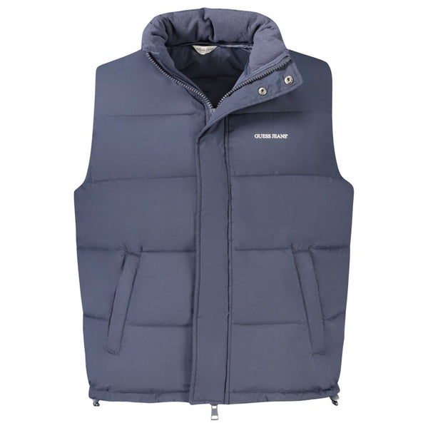 Guess Jeans Blu Polyester Men's Sleeveless Jacket