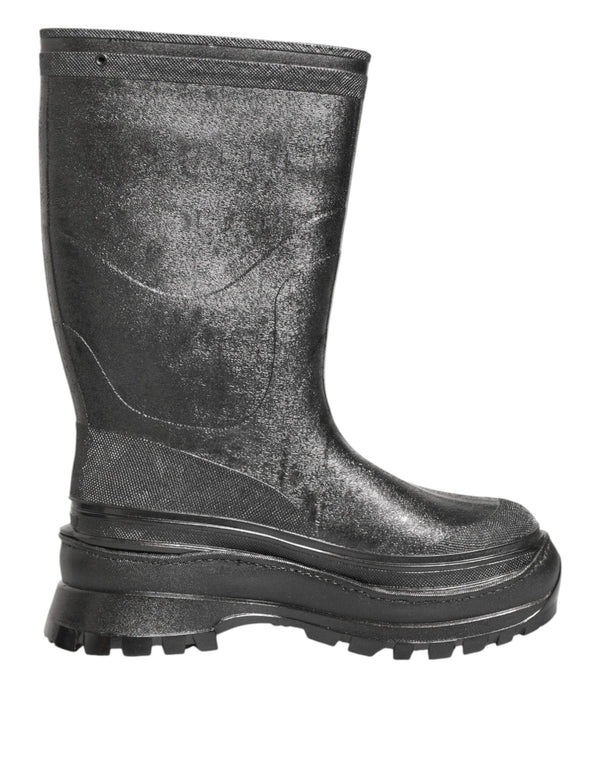 Dolce & Gabbana Metallic Gray Pull On Rain Boots Shoes