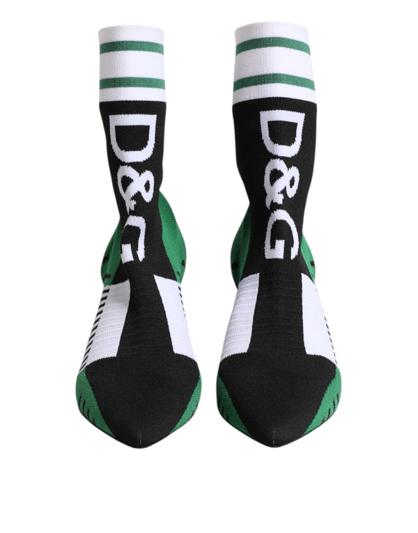 Dolce & Gabbana Green Stretch Sock Style Ankle Boots Shoes