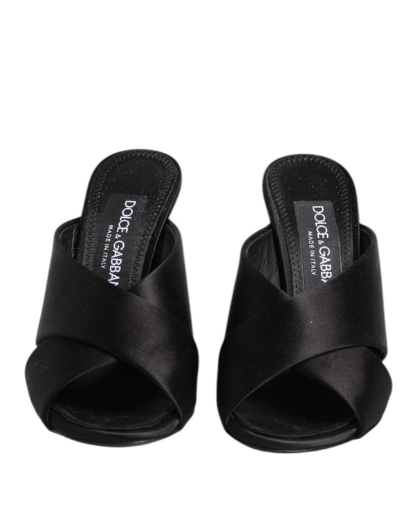 Dolce & Gabbana Black Keira Baroque High Heel Sandals Shoes