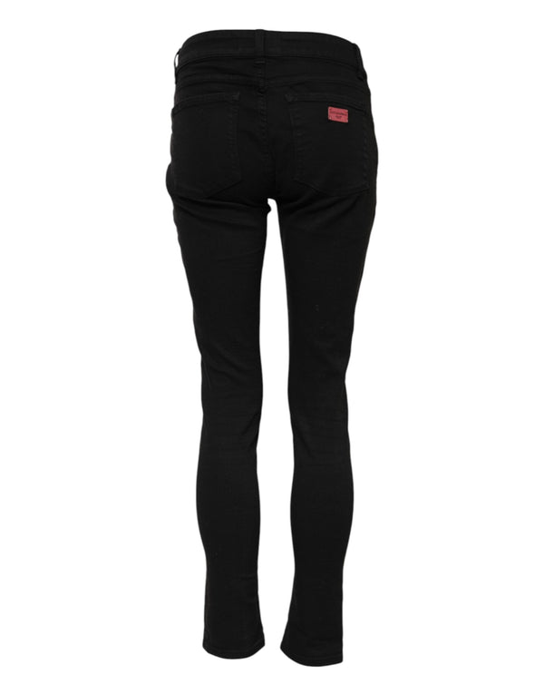 Dolce & Gabbana Black Cotton Skinny Mid Waist Denim Jeans