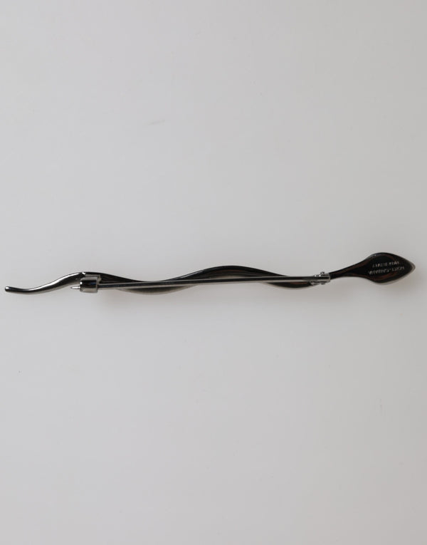 Dolce & Gabbana Black Brass Crystal Spilla Serpente Mens Brooch Pin