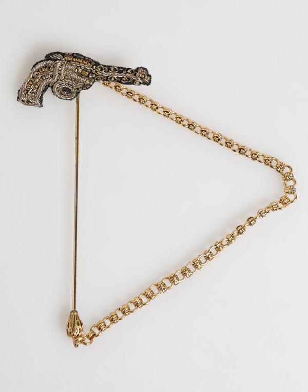 Dolce & Gabbana Lapel Pin Brass Copper Revolver Men Accessories Brooch