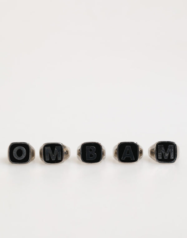 Dolce & Gabbana Silver Tone Brass Lettering Set 5 Pieces Adjustable Ring