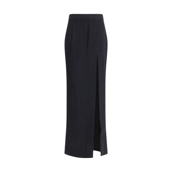 Alessandra Rich Black Wool Long Skirt