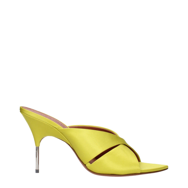 Amina Muaddi Green Satin Stiletto Heel Sandals