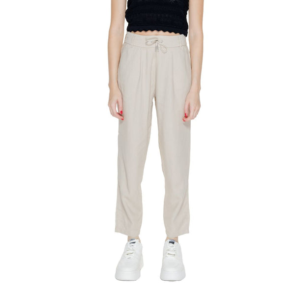Only Beige Linen Casual Pants