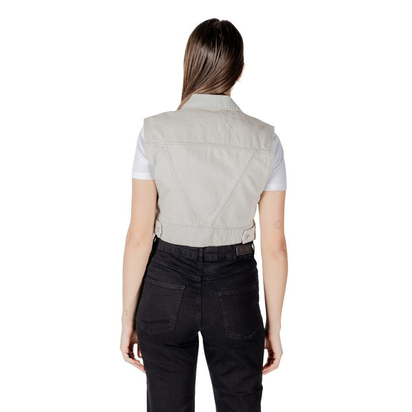 Only Light Blue Cotton Sleeveless Jacket