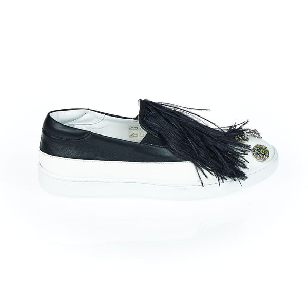 Mr&Mrs Italy Black Leather Women Slip-On Shoe