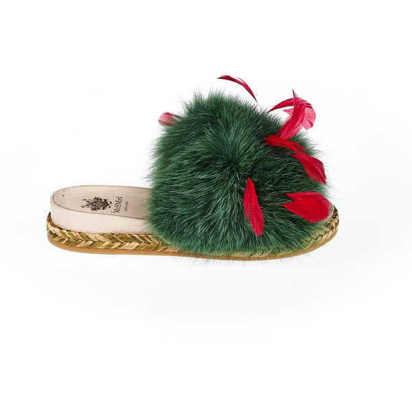 Mr&Mrs Italy Green Lamb Leather Women Sandal