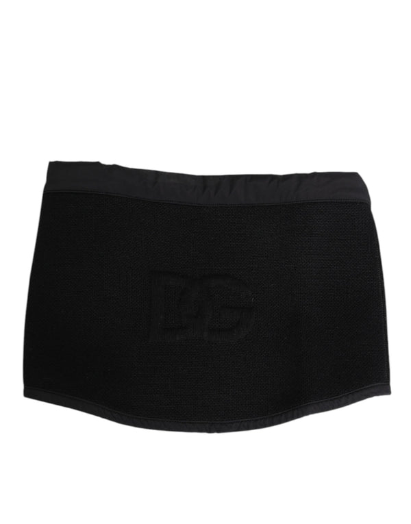 Dolce & Gabbana Black Lace Stole Knitted DG Logo Men One Size Scarf