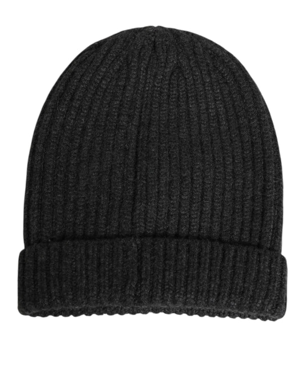 Dolce & Gabbana Black Cashmere Knitted Beanie Men Capello Hat