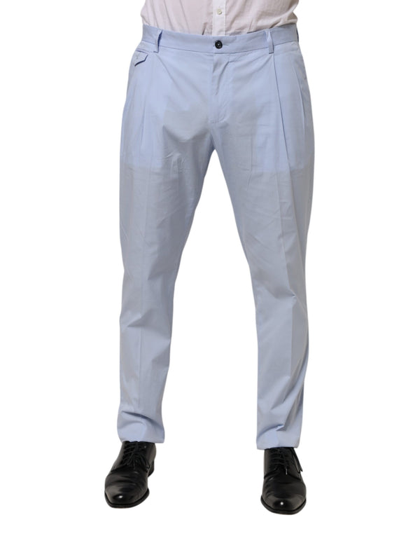 Dolce & Gabbana Light Blue Cotton Stretch Tapered Men Trouser Pants