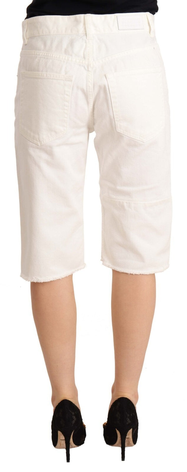 Maison Margiela White Mid Waist Knee Length Bermuda Shorts