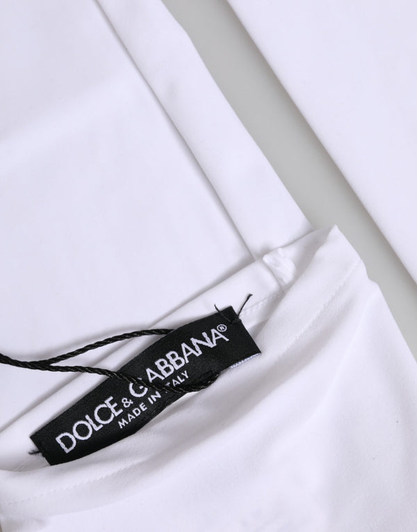 Dolce & Gabbana White Nylon Fingerless Elbow Length Women Gloves