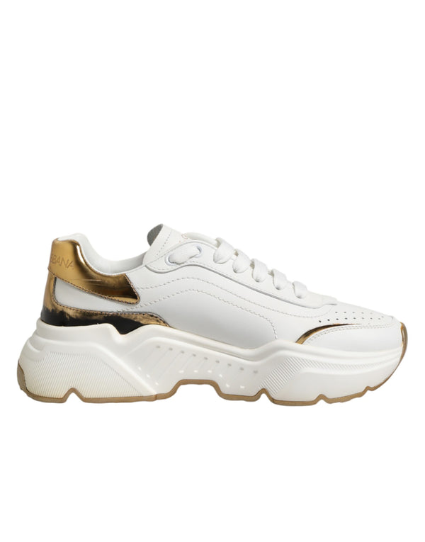 Dolce & Gabbana White Gold Daymaster Low Top Sneakers Shoes