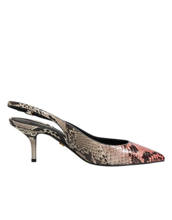 Dolce & Gabbana Multicolor Leather Heels Slingback  Shoes