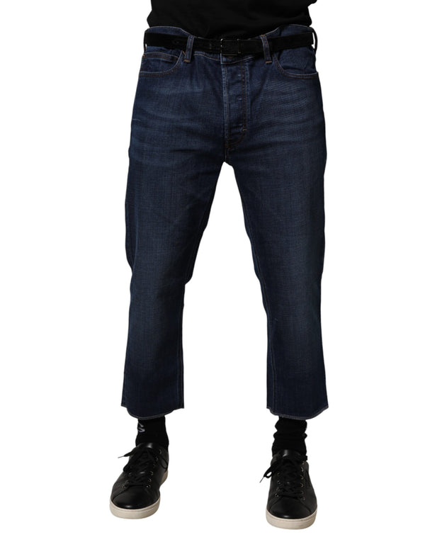 Vivienne Westwood Blue Mid Waist Cotton Men Cropped Denim Jeans