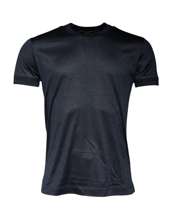 Dolce & Gabbana Blue Silk Crew Neck Short Sleeves Men T-shirt