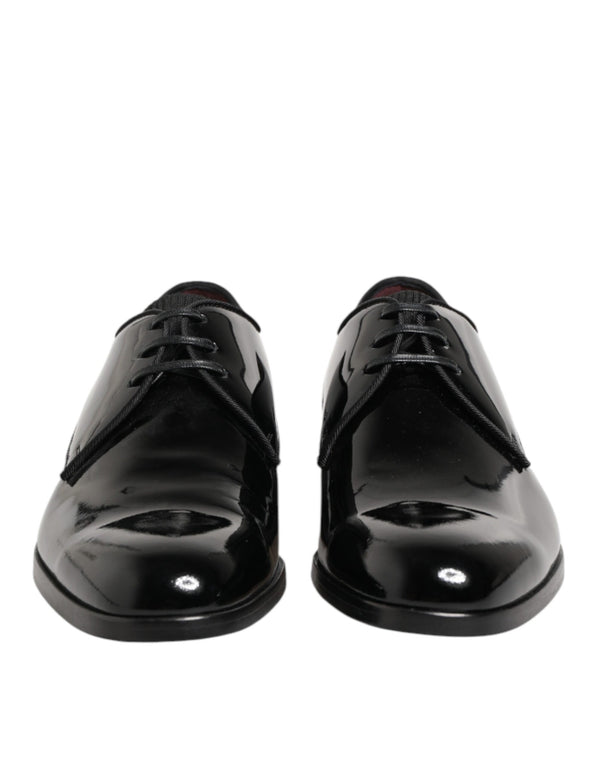 Dolce & Gabbana Black Calfskin Leather Derby Dress Shoes