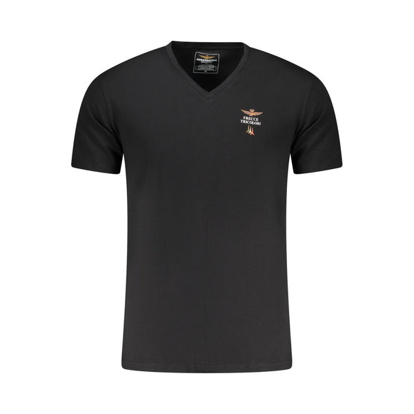 Aeronautica Militare Black Cotton Men's T-Shirt
