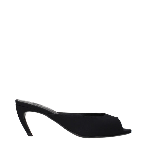 The Attico Black Fabric Flat Sandals