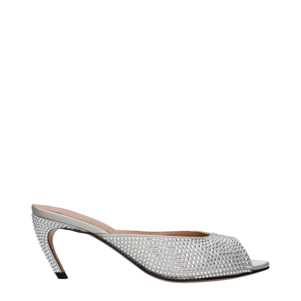 The Attico Gray Satin Stiletto Heel Sandals