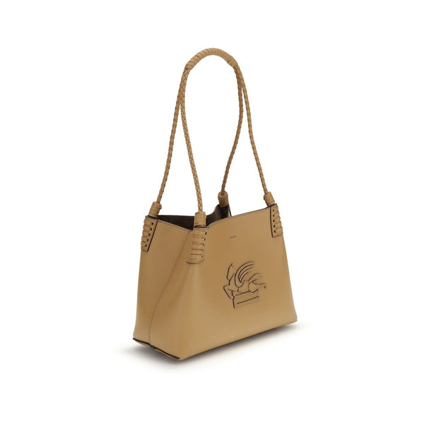 Etro Beige Calf Leather Bos Taurus Shoulder Bag