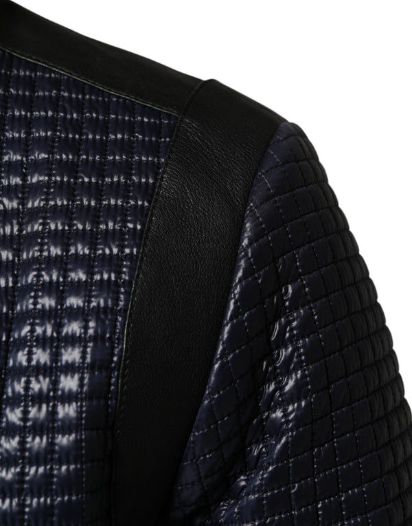 Dolce & Gabbana Blue Nylon Full Zip Bomber Men Jacket