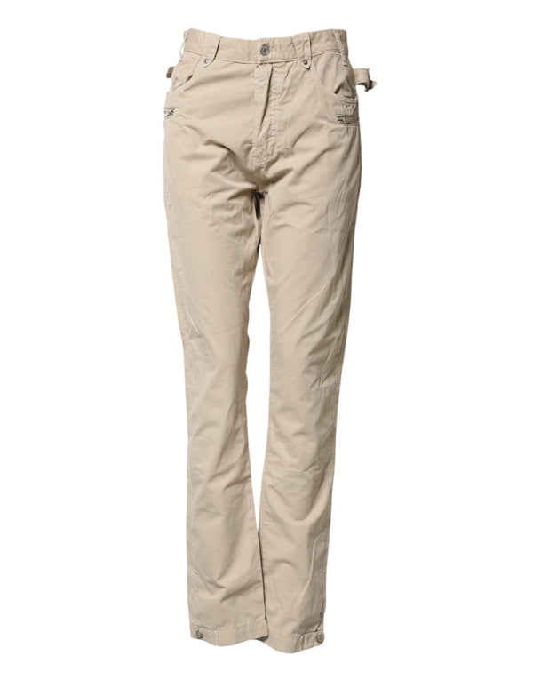 Daniele Alessandrini Beige Cotton Mid Waist Straight Men Denim Jeans