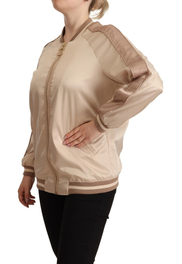 Twinset Bomber Full Zip Beige Long Sleeves Polyester Jacket