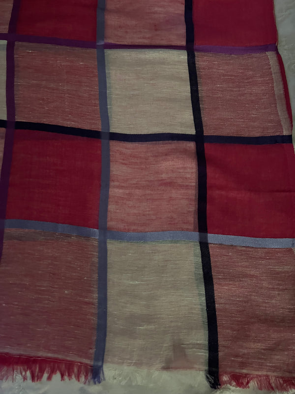 THE GRAY CRAB Multicoloured Large Square Design - Cotton-Silk-Linen- Scarf