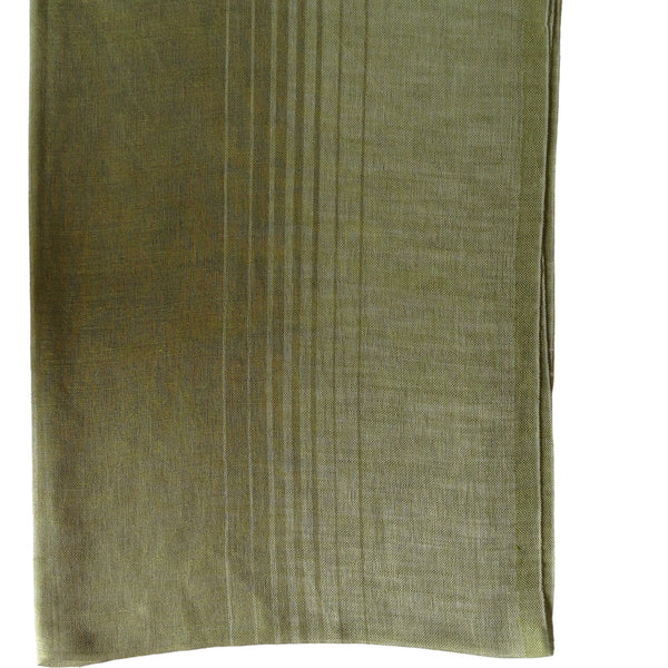 Green & White Linen-Cotton - Scarf