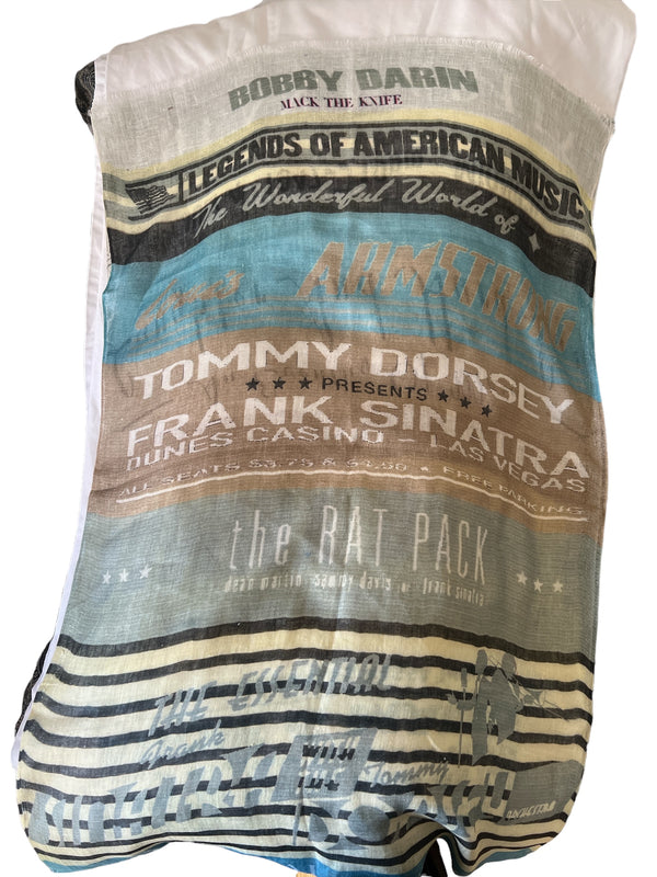 Multicoloured Digital Printed Linen - Scarf