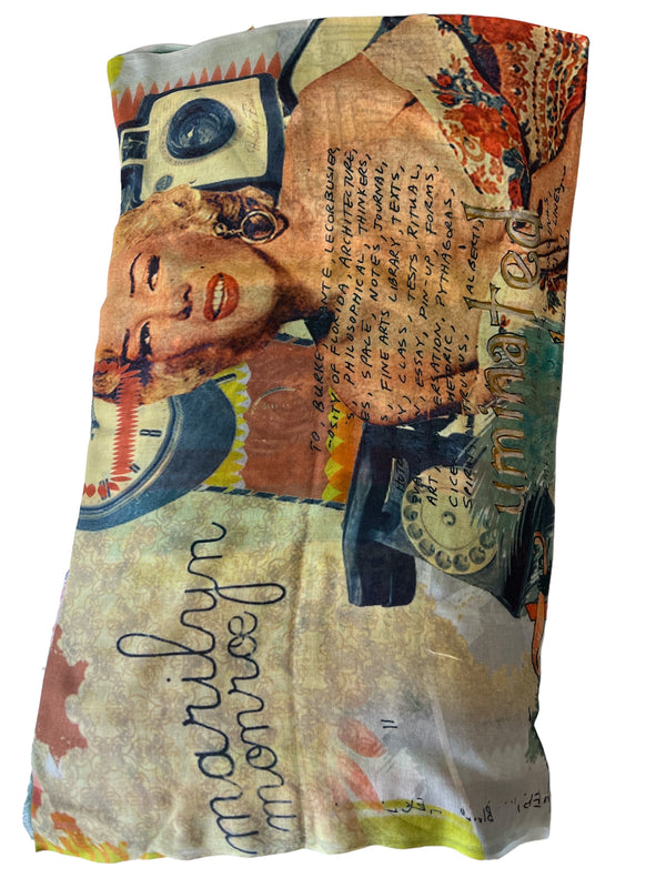 Multicoloured Marilyn Monroe Digital Printed Linen - Scarf