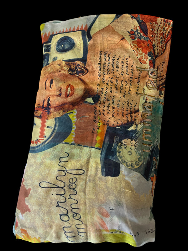 Multicoloured Marilyn Monroe Digital Printed Linen - Scarf